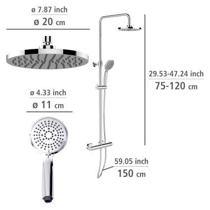 WENKO 25483100 - WATERSAVING SYSTEM 120 cm zuhanyrendszer, fényes króm