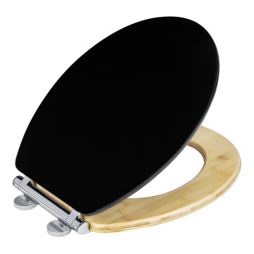 WENKO 25772100 - WC ülőke BAMBUZA 37x44 cm fekete/barna/fényes króm