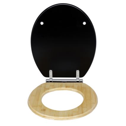 WENKO 25772100 - WC ülőke BAMBUZA 37x44 cm fekete/barna/fényes króm