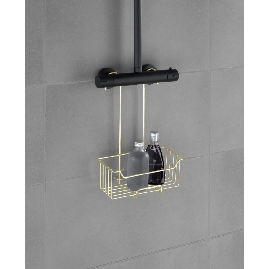 WENKO 25937100 - Zuhanykosár MILO 25x36 cm rozsdamentes acél/arany/átlátszó