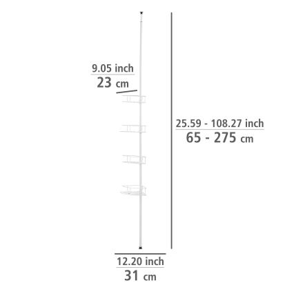 WENKO 26015100 - DOLCEDO sarokpolc 31x230 cm rozsdamentes acél/fehér