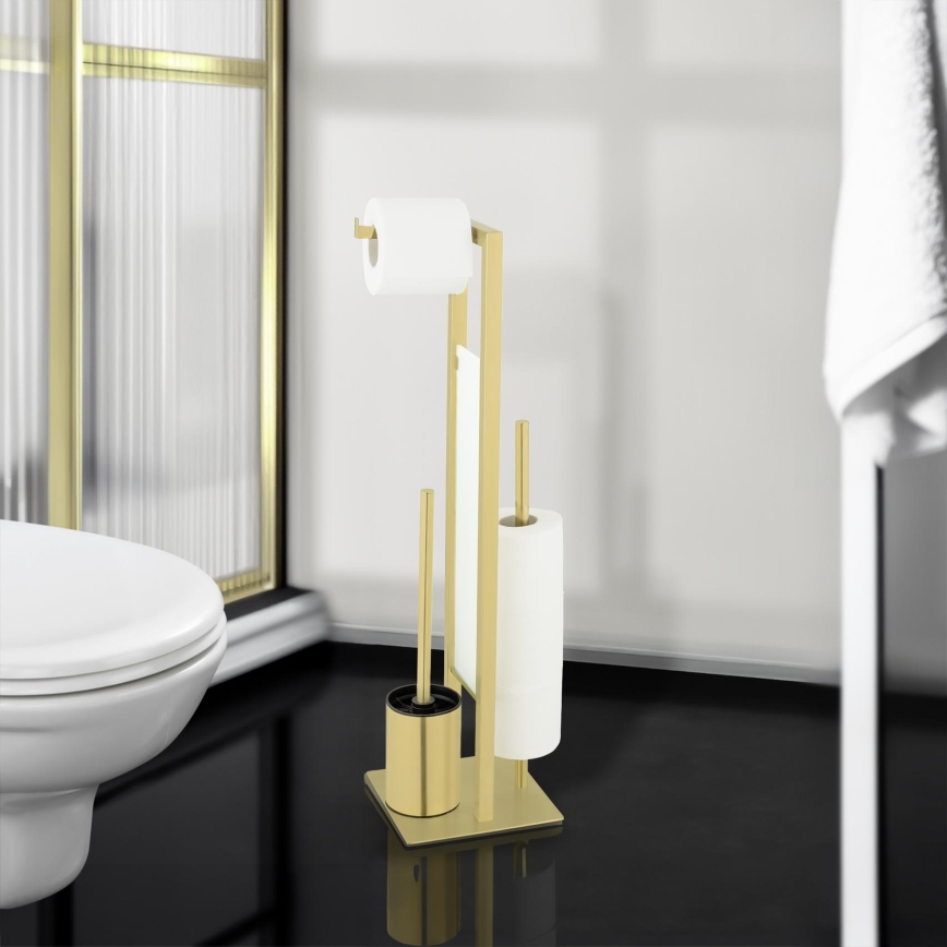 WENKO 26034100 - RIVALTA WC-szett 18x70 cm rozsdamentes acél/arany/fehér/fekete