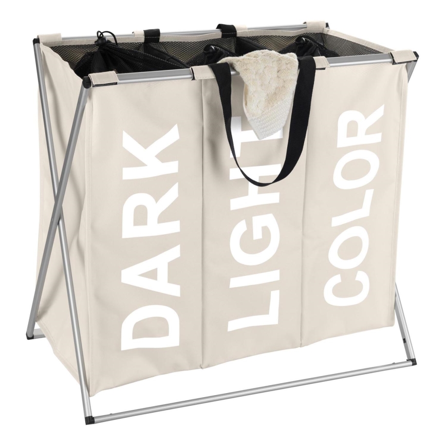 WENKO 3440113100 - Szennyeskosár TRIO 63x57 cm bézs/fekete/ezüst