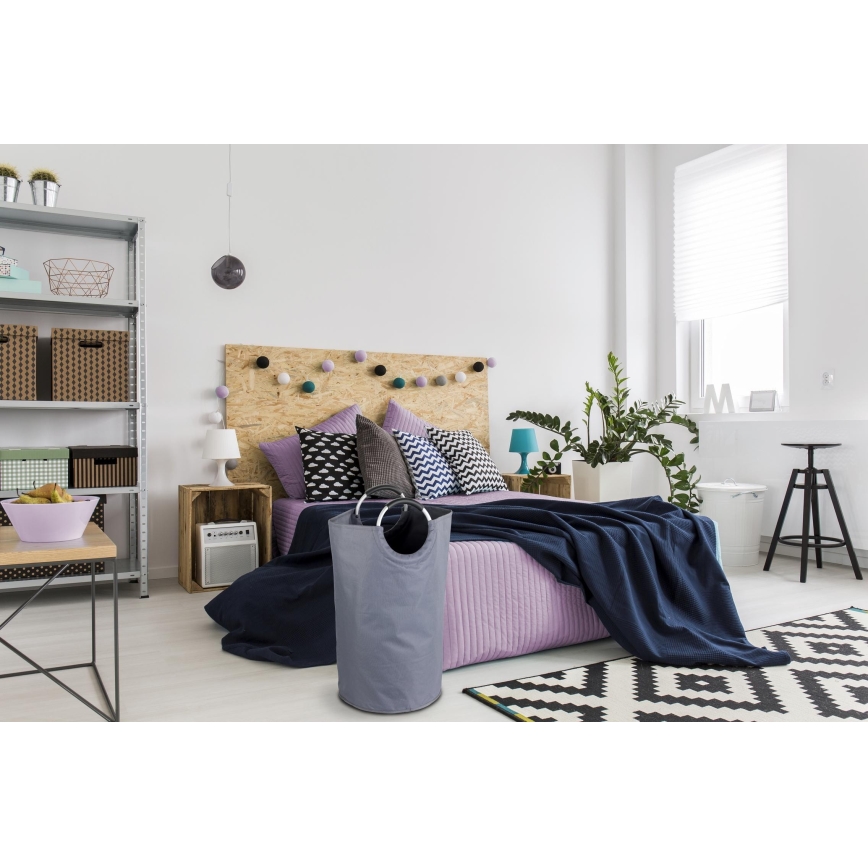 WENKO 3440803100 - JUMBO szennyeskosár 38x72 cm antracit/ezüst/fekete