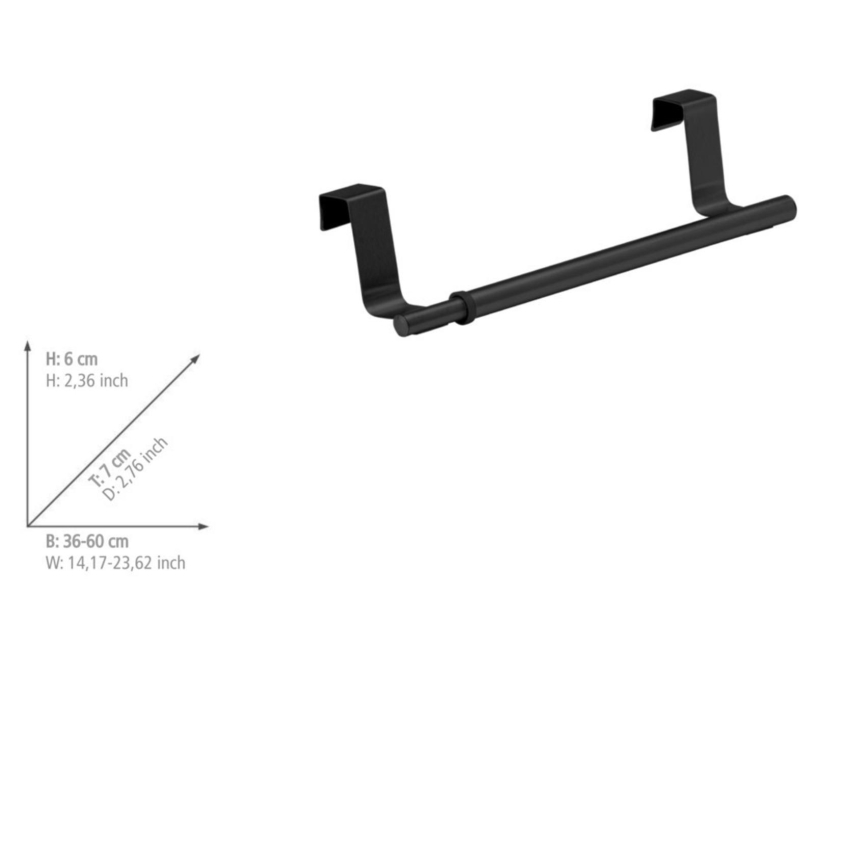 WENKO 53247100 - Törölközőtartó 36-60 cm rozsdamentes acél/fekete