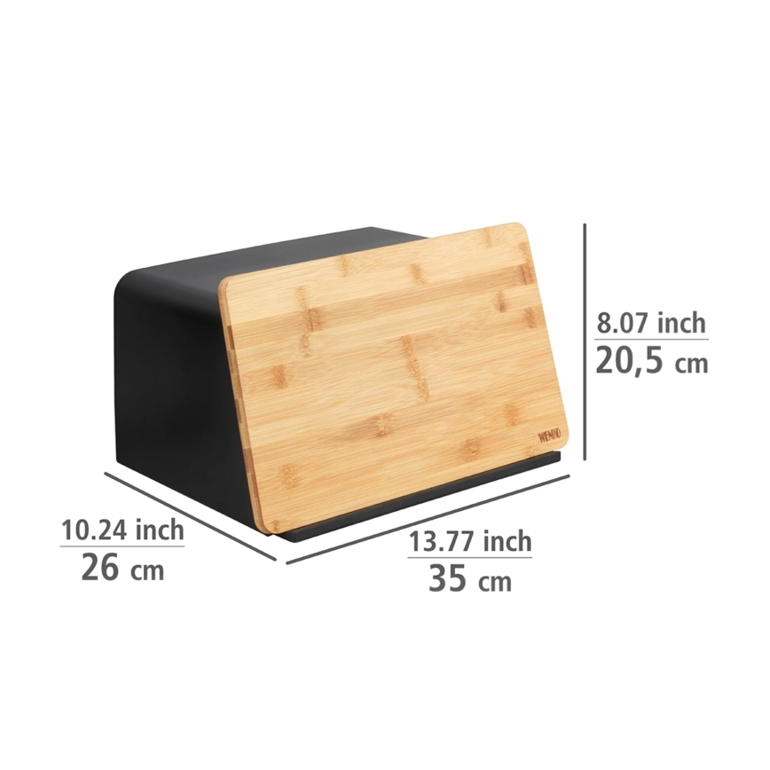 WENKO 54098100 - KUBO kenyértartó 35x26,5 cm fekete/barna
