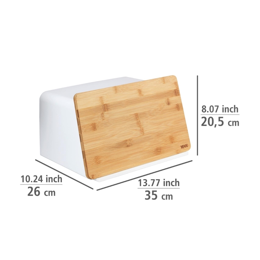 WENKO 54099100 - KUBO kenyértartó 35x26,5 cm fehér/barna