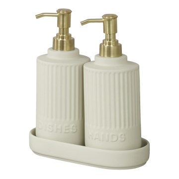 WENKO 54651100 - HEIDI szappanadagoló 19x21 cm krémszínű/arany/fehér