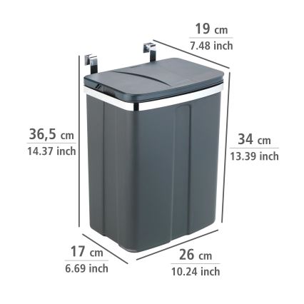 WENKO 54903100 - Ajtóra szerelhető kosár 26x36,5 cm szürke/ezüst