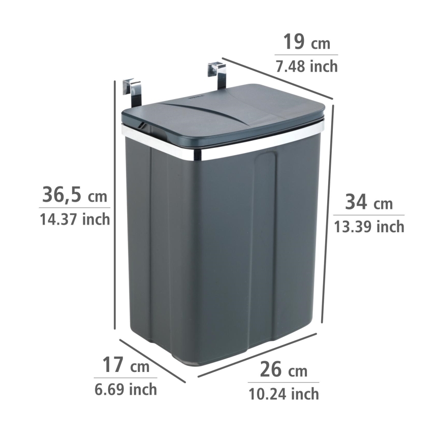 WENKO 54903100 - Ajtóra szerelhető kosár 26x36,5 cm szürke/ezüst