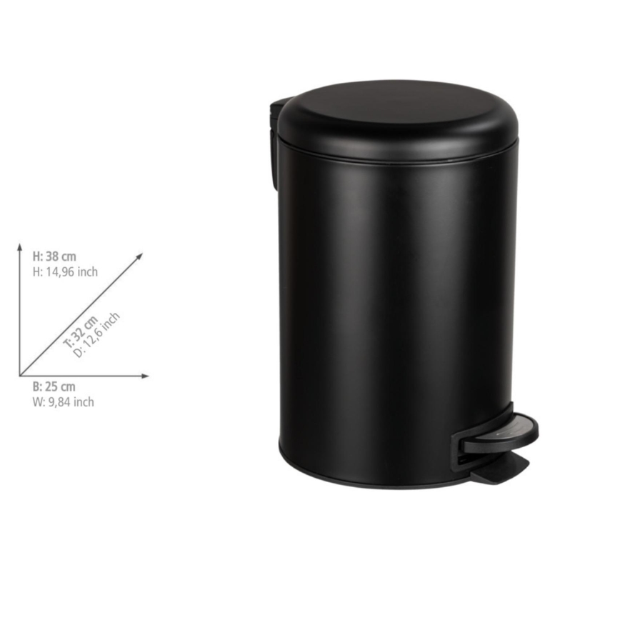 WENKO 54913100 - LEMAN szemetesvödör 25×38 cm, fekete