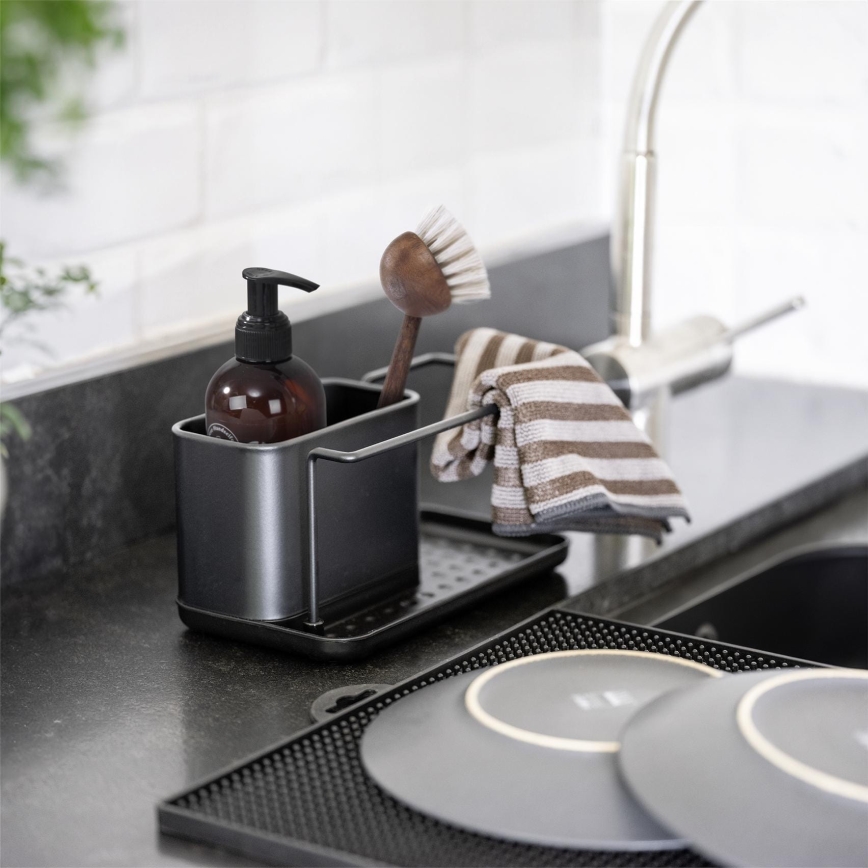 WENKO 55078100 - Konyhai rendszerező BLACK OUTDOOR KITCHEN 21x12 cm rozsdamentes acél/fekete