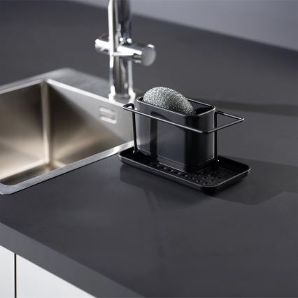 WENKO 55078100 - Konyhai rendszerező BLACK OUTDOOR KITCHEN 21x12 cm rozsdamentes acél/fekete