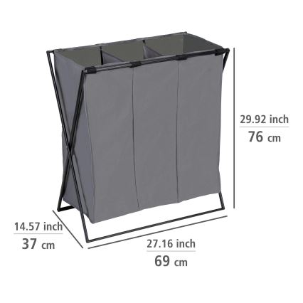 WENKO 71297800 - TRIO mosókosár 69x76 cm szürke/fekete