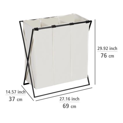 WENKO 71298800 - TRIO szennyeskosár 69x76 cm krémszínű/fekete