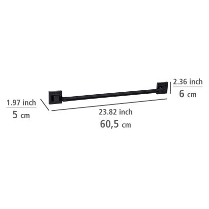 WENKO 71445800 - VACUUM-LOC QUADRO ED törölközőtartó rúd, 60,5x6 cm, fekete