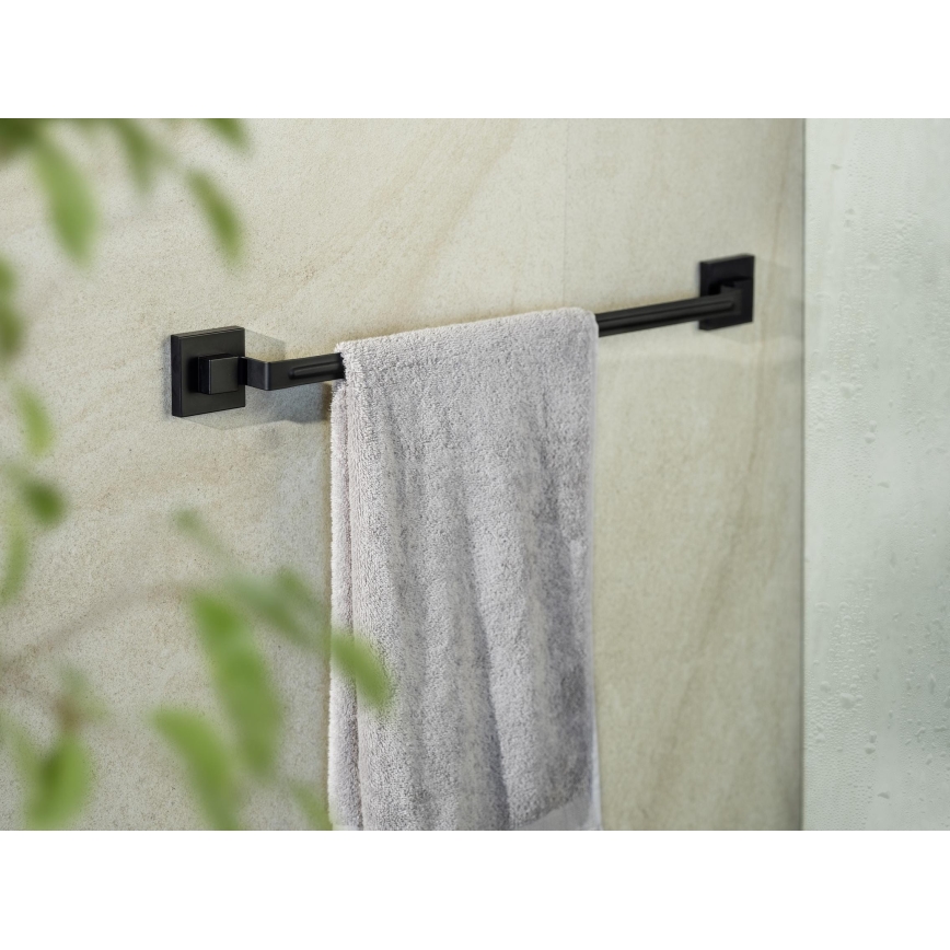 WENKO 71445800 - VACUUM-LOC QUADRO ED törölközőtartó rúd, 60,5x6 cm, fekete