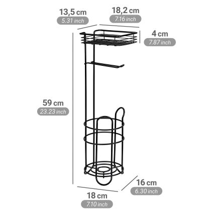 WENKO 71451800 - WC-papírtartó 16x59 cm fekete