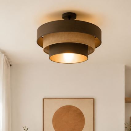 WENTA felületre szerelhető csillár, 1xE27/60W/230V, átmérő 50 cm, barna/juta
