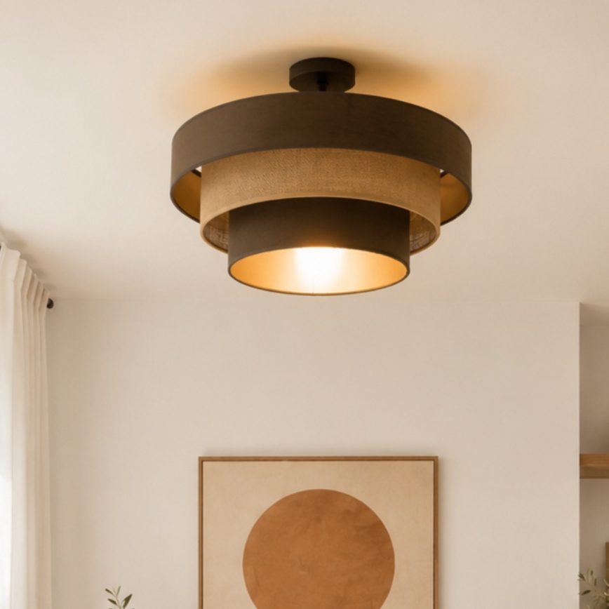 WENTA felületre szerelhető csillár, 1xE27/60W/230V, átmérő 50 cm, barna/juta