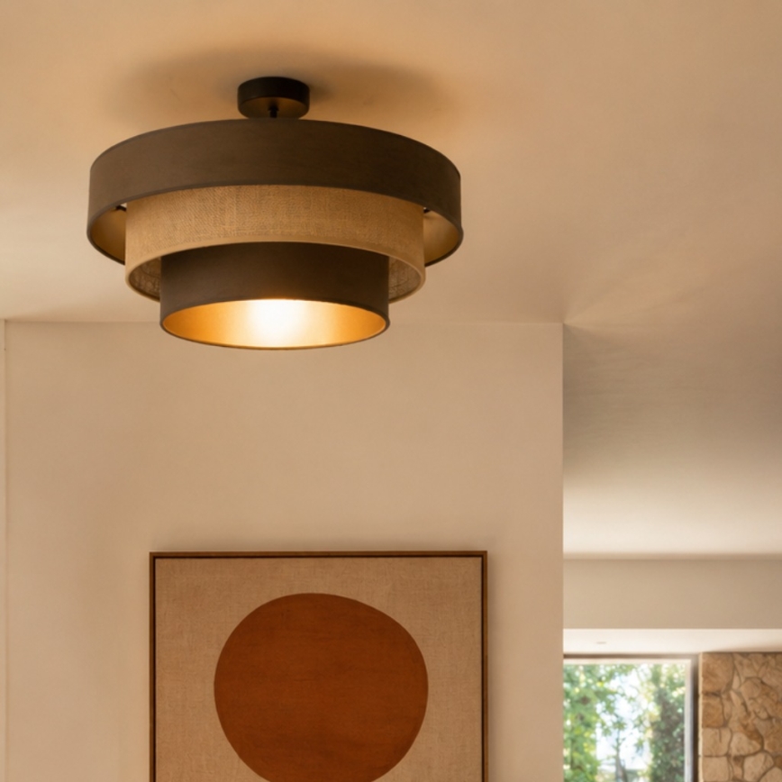 WENTA felületre szerelhető csillár, 1xE27/60W/230V, átmérő 50 cm, barna/juta