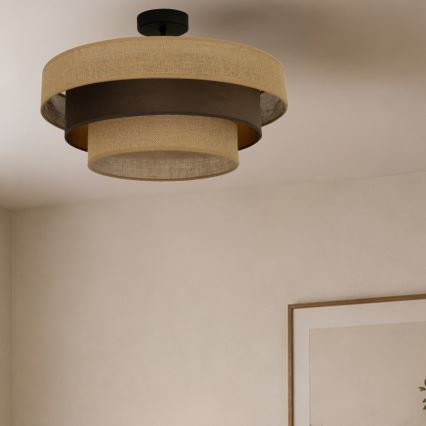 WENTA felületre szerelhető csillár, 1xE27/60W/230V, Ø 50 cm, juta/barna
