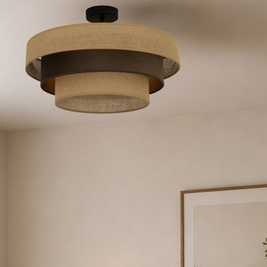 WENTA felületre szerelhető csillár, 1xE27/60W/230V, Ø 50 cm, juta/barna