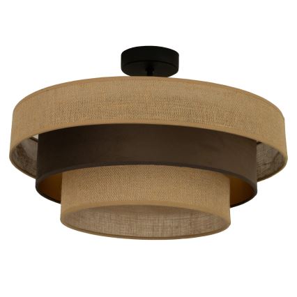WENTA felületre szerelhető csillár, 1xE27/60W/230V, Ø 50 cm, juta/barna
