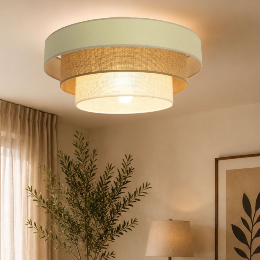 WENTA mennyezeti lámpa 1xE27/60W/230V, Ø 50 cm, bézs/juta