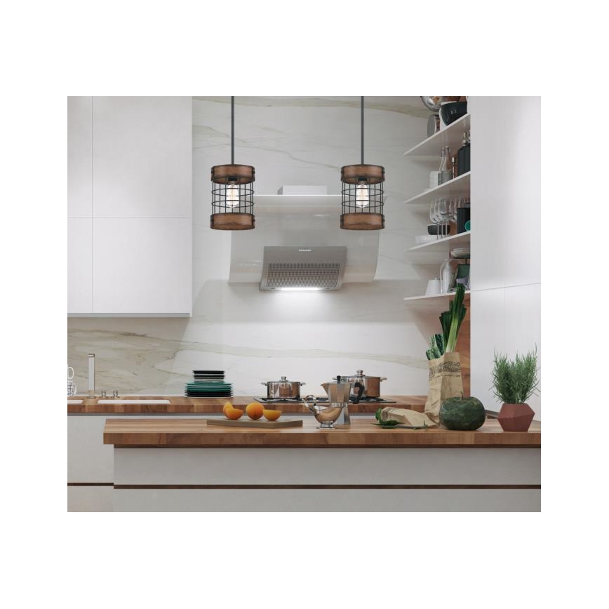 Westinghouse 61179 - Csillár zsinóron LANGSTON 1xE27/60W/230V barnwood