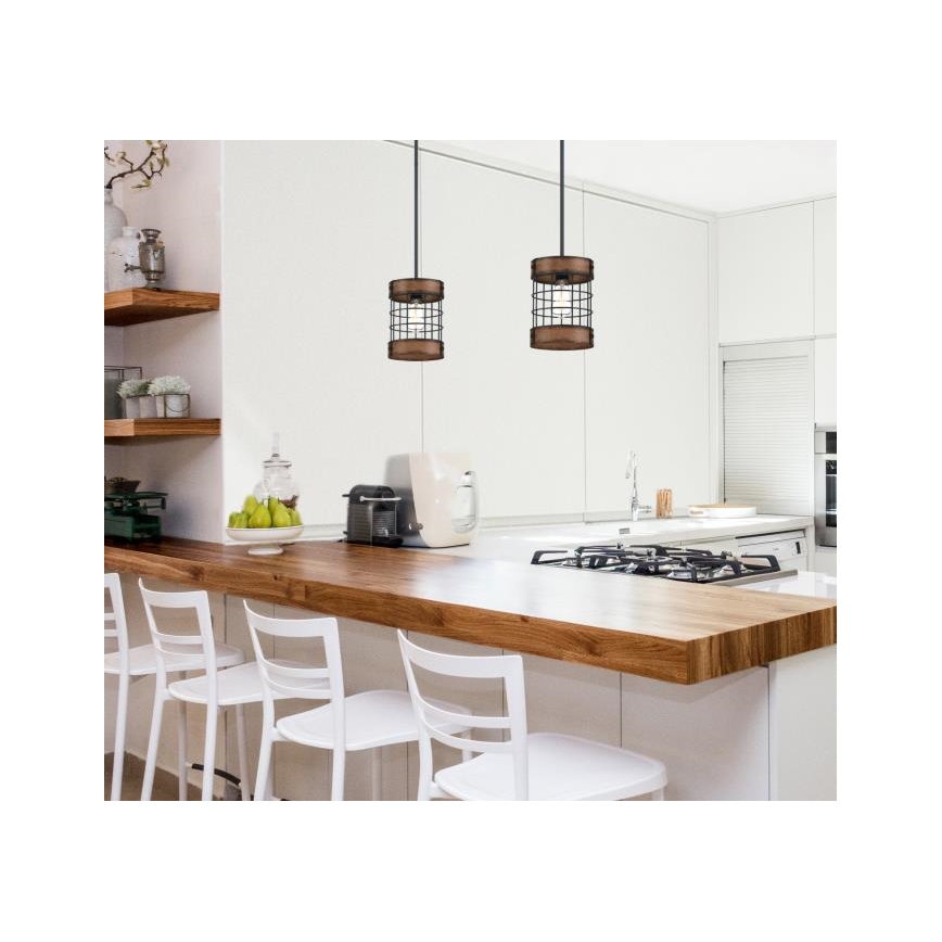 Westinghouse 61179 - Csillár zsinóron LANGSTON 1xE27/60W/230V barnwood