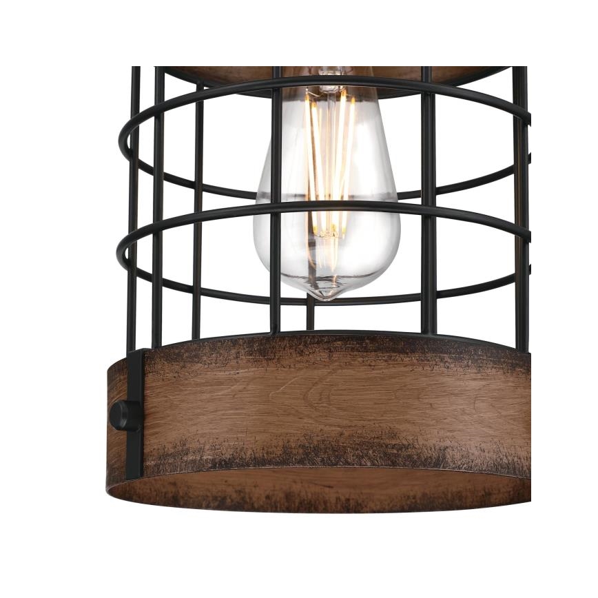 Westinghouse 61179 - Zsinóros függeszték LANGSTON 1xE27/60W/230V átmérő 19 cm barnwood