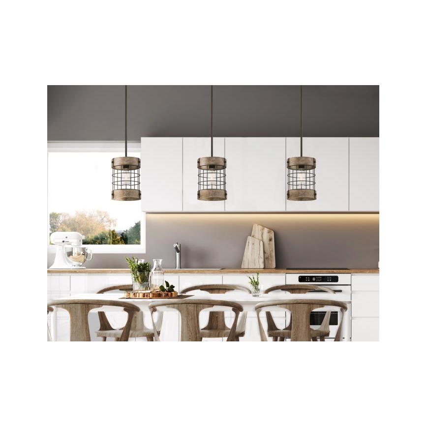 Westinghouse 61180 - Kábeles függőlámpa LANGSTON 1xE27/60W/230V átm. 19 cm fenyő