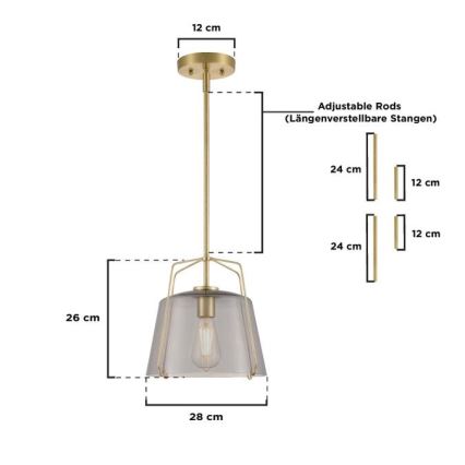 Westinghouse 61251 - Csillár rúdon HALLEIN 1xE27/60W/230V Ø 28 cm