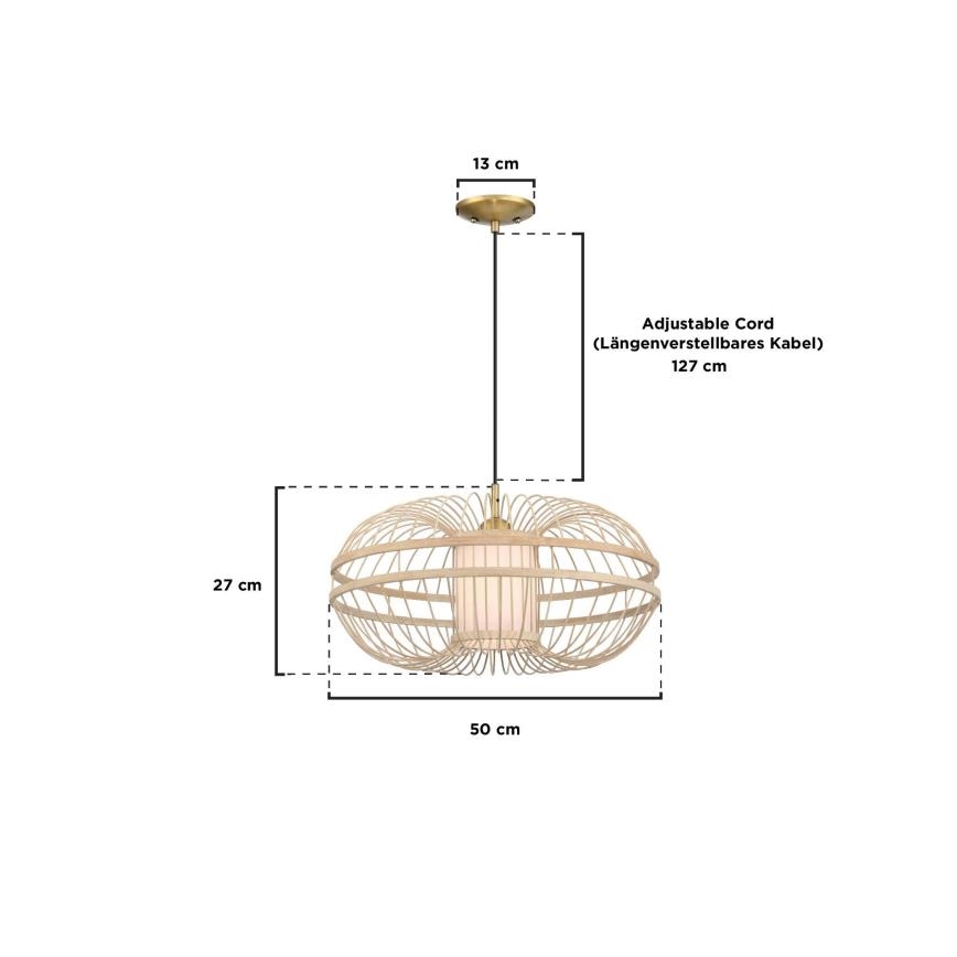 Westinghouse 61255 - Csillár zsinóron TULCEA 1xE27/60W/230V bambusz