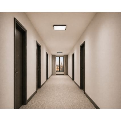 LED mennyezeti lámpa mozgás- és szürkületérzékelővel WILTON LED/24W/230V 4000K 33x33 cm fekete