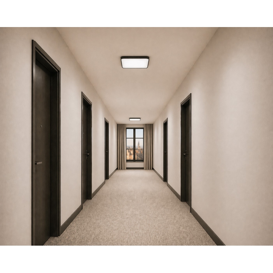 LED mennyezeti lámpa mozgás- és szürkületérzékelővel WILTON LED/24W/230V 4000K 33x33 cm fekete