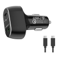 Winner Group - Autós töltő 1xUSB-C + 1xUSB-A Power Delivery 63W + USB vezeték USB-C / USB-C 1 m fekete