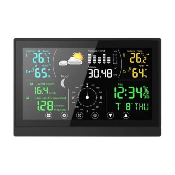 Winner Group - Érintőképernyős meteorológiai állomás színes LCD kijelzővel 5V/3xAAA + 6xAA