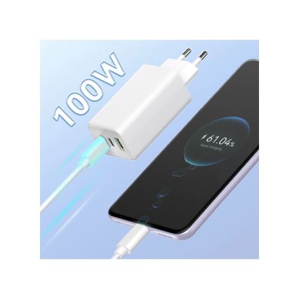 Winner Group - GaN töltőadapter 1xUSB-A + 2xUSB-C 100W fehér