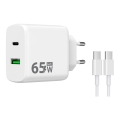 Winner Group - Gyorstöltő adapter 2xUSB PD 65W + USB vezeték USB-C / USB-C 1m