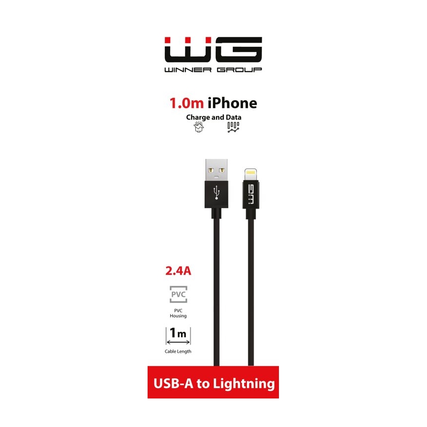 Winner Group - USB vezeték Lightning / USB-A 1m fekete