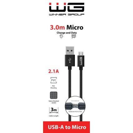 Winner Group - USB vezeték Micro USB / USB-A 3m fekete