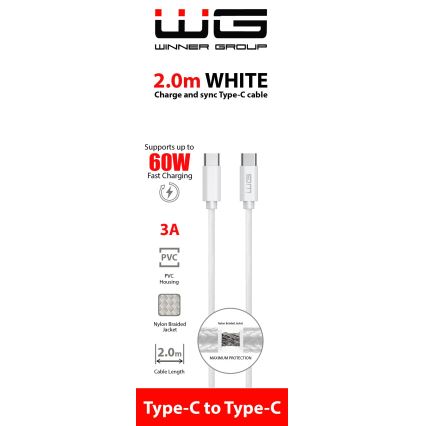 Winner Group - USB vezeték USB-C / USB-C 60W 2m fehér