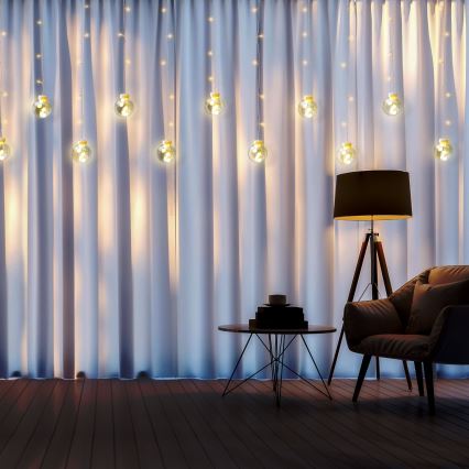 WISH BALLS LED-függöny, 108 LED, 8 üzemmód, 4,5 m, meleg fehér