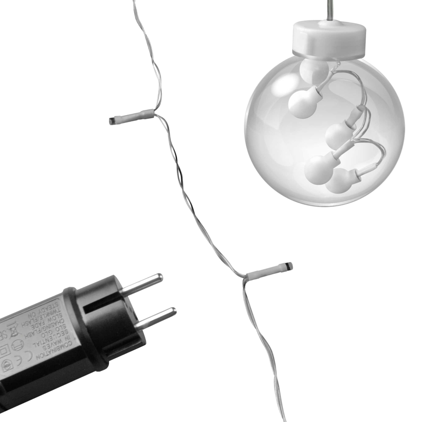 WISH BALLS LED-függöny, 108 LED, 8 üzemmód, 4,5 m, meleg fehér