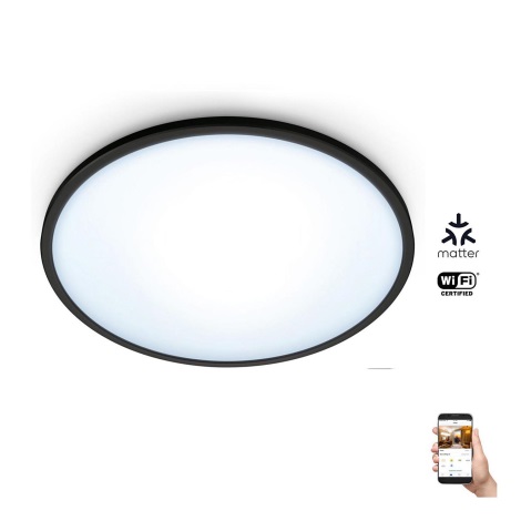 WiZ - LED Dimmelhető mennyezeti lámpa SUPERSLIM LED/14W/230V 2700-6500K Wi-Fi fekete