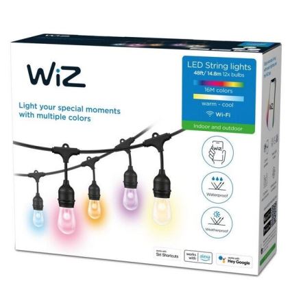 WiZ - LED RGBW Dimmelhető kültéri lánc 12xLED 14,4m IP65 2700-5000K Wi-Fi
