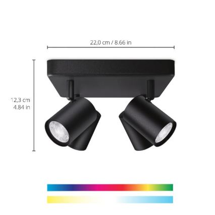 WiZ - LED RGBW Dimmelhető spotlámpa IMAGEO 4xGU10/4,9W/230V 2200-6500K Wi-Fi CRI 90 fekete
