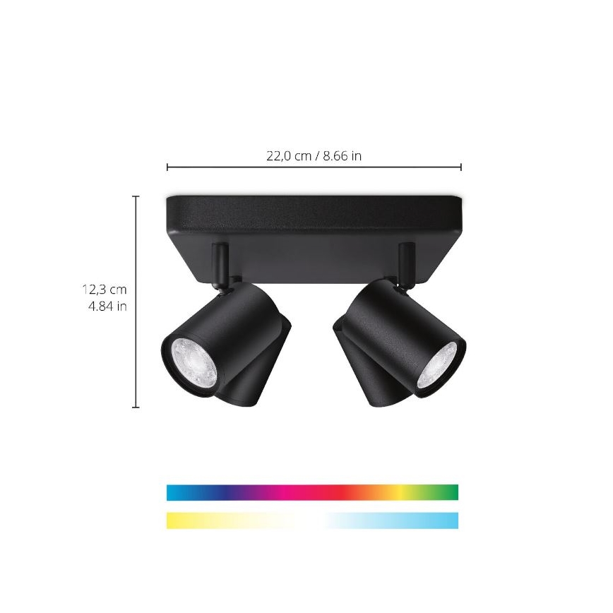 WiZ - LED RGBW Dimmelhető spotlámpa IMAGEO 4xGU10/4,9W/230V 2200-6500K Wi-Fi CRI 90 fekete